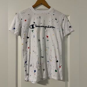 Champion - White T-Shirt with Splatter Design